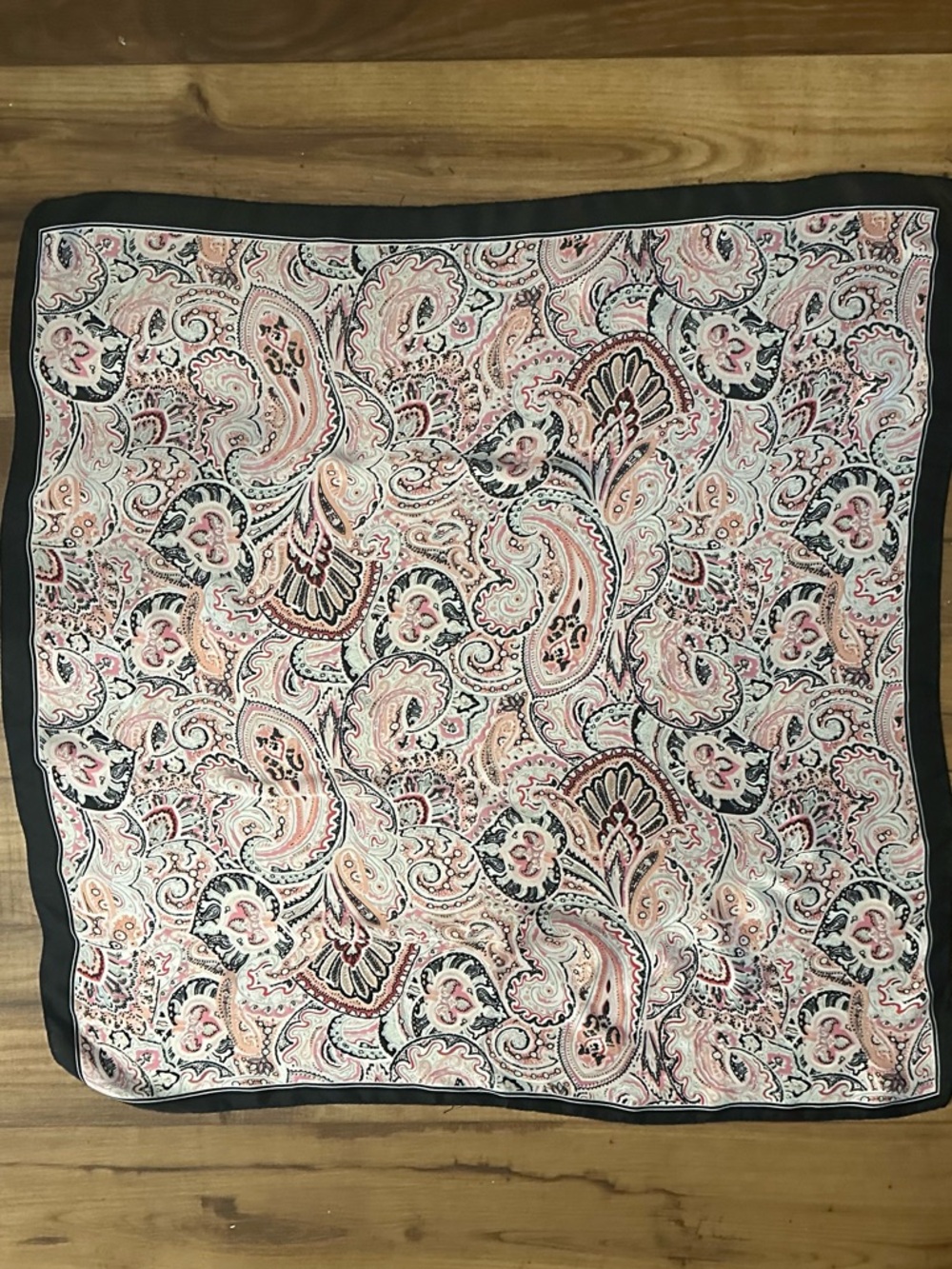 Pink Paisley Square Scarf Satin Feel Hair Neck Wrap